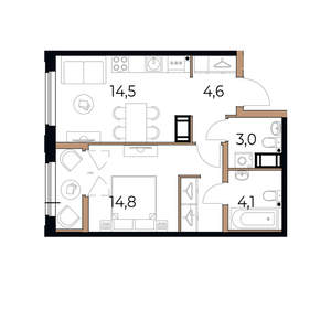 1-к квартира, вторичка, 42м2, 16/17 этаж