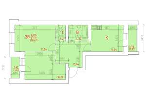 2-к квартира, строящийся дом, 71м2, 1/16 этаж