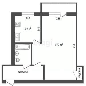 1-к квартира, вторичка, 32м2, 3/5 этаж