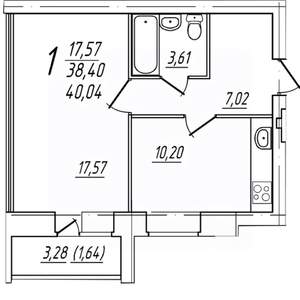 1-к квартира, вторичка, 40м2, 2/9 этаж