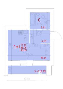 Студия квартира, строящийся дом, 31м2, 6/16 этаж