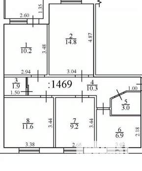 4-к квартира, вторичка, 68м2, 3/9 этаж