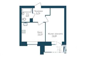 1-к квартира, строящийся дом, 42м2, 6/14 этаж