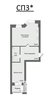 1-к квартира, вторичка, 70м2, 1/4 этаж