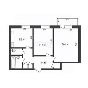 2-к квартира, вторичка, 50м2, 2/11 этаж