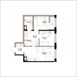 2-к квартира, вторичка, 57м2, 12/17 этаж