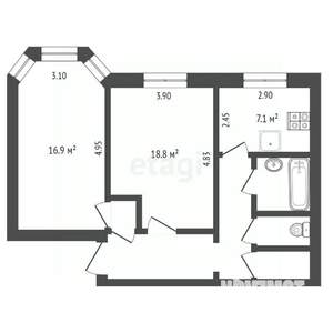 2-к квартира, вторичка, 58м2, 4/5 этаж