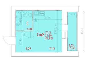 Студия квартира, строящийся дом, 30м2, 8/16 этаж