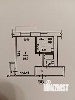 1-к квартира, вторичка, 32м2, 4/5 этаж