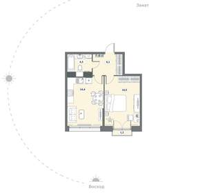 1-к квартира, сданный дом, 45м2, 15/16 этаж