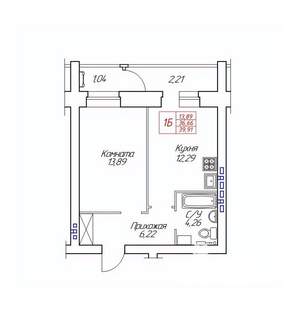 1-к квартира, вторичка, 40м2, 5/8 этаж