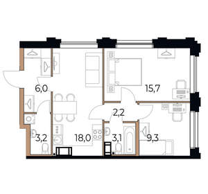 2-к квартира, вторичка, 58м2, 4/17 этаж
