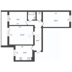 3-к квартира, вторичка, 59м2, 5/10 этаж