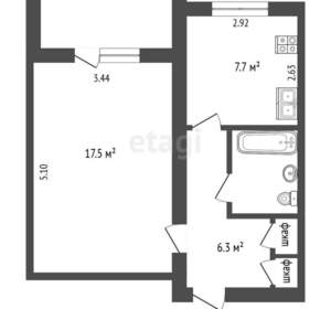 1-к квартира, вторичка, 36м2, 9/9 этаж