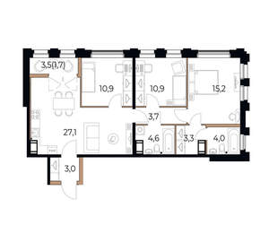 3-к квартира, вторичка, 84м2, 7/17 этаж