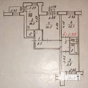 3-к квартира, вторичка, 68м2, 3/8 этаж