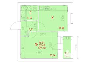 1-к квартира, вторичка, 39м2, 9/12 этаж