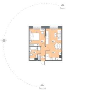 1-к квартира, вторичка, 47м2, 5/16 этаж