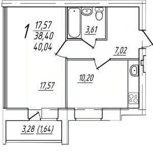 1-к квартира, вторичка, 40м2, 5/9 этаж