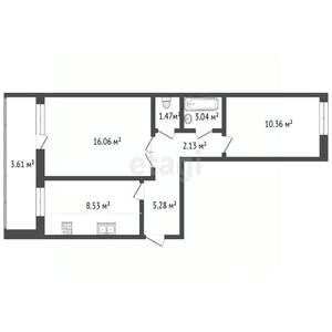 2-к квартира, вторичка, 48м2, 1/10 этаж