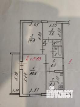 3-к квартира, вторичка, 64м2, 1/5 этаж