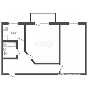 2-к квартира, вторичка, 41м2, 5/5 этаж