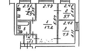3-к квартира, вторичка, 42м2, 2/5 этаж