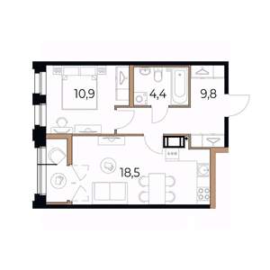 1-к квартира, вторичка, 45м2, 9/17 этаж