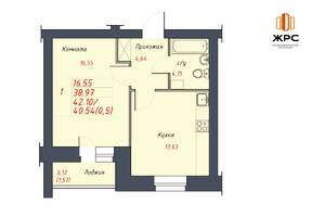 1-к квартира, строящийся дом, 41м2, 3/8 этаж