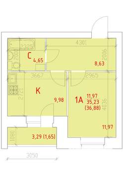 1-к квартира, строящийся дом, 37м2, 14/16 этаж
