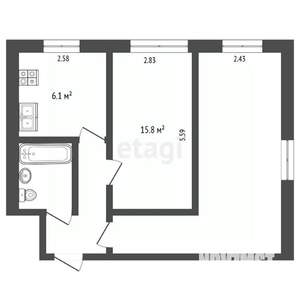 2-к квартира, вторичка, 41м2, 2/5 этаж