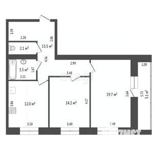 2-к квартира, вторичка, 65м2, 4/10 этаж