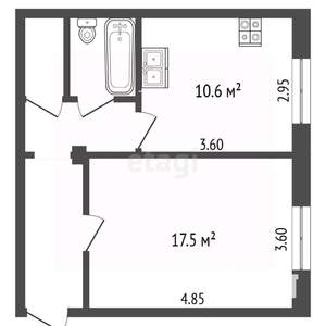 1-к квартира, вторичка, 41м2, 4/5 этаж